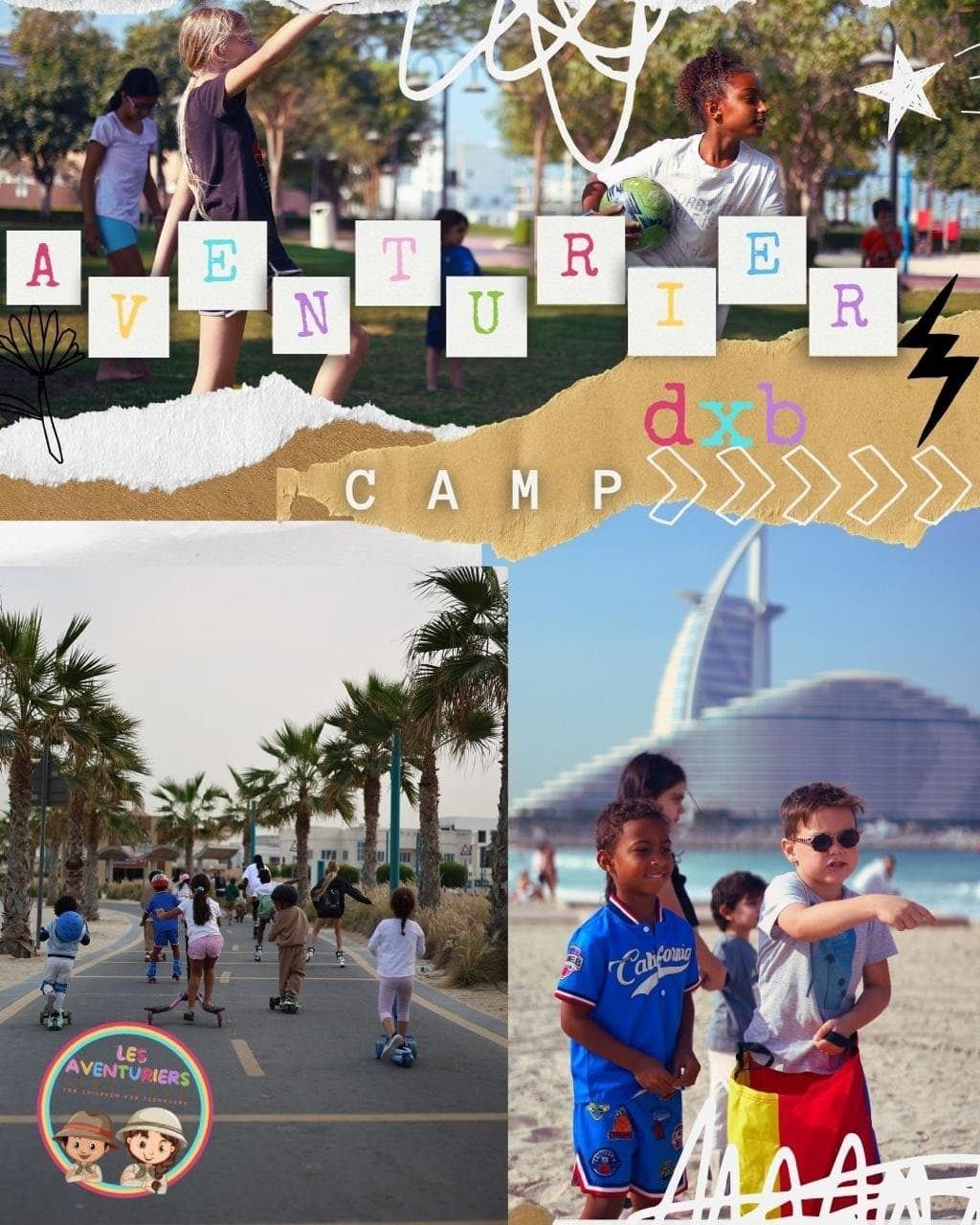 Enfants en activité pendant le camp Les Aventuriers DXB